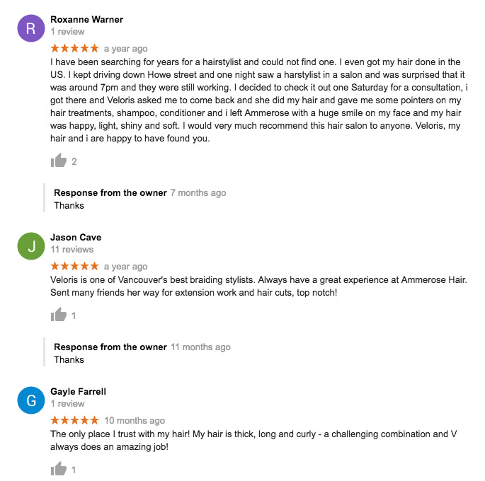 customer-reviews - Ammerose Hair Salon