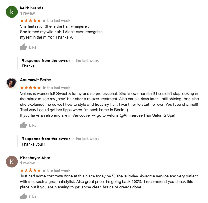 google-reviews - Ammerose Hair Salon